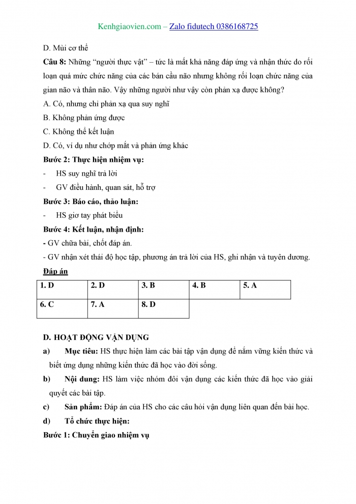 Giáo án và PPT Sinh học 11 chân trời Bài 14: Khái quát về cảm ứng ở sinh vật