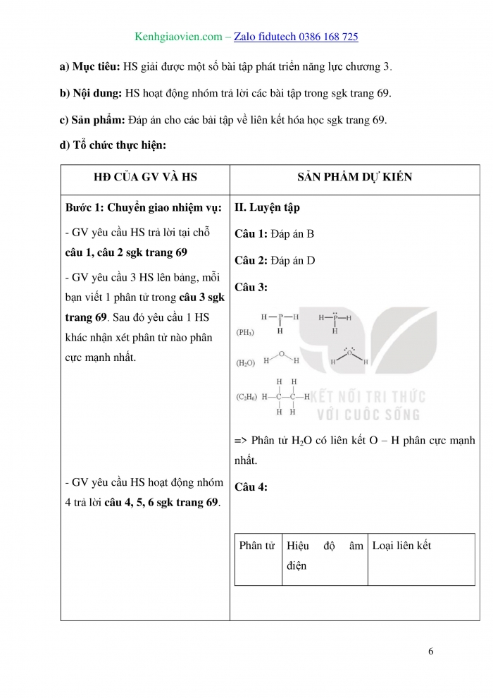 Giáo án và PPT Hoá học 10 kết nối Bài 14: Ôn tập chương 3