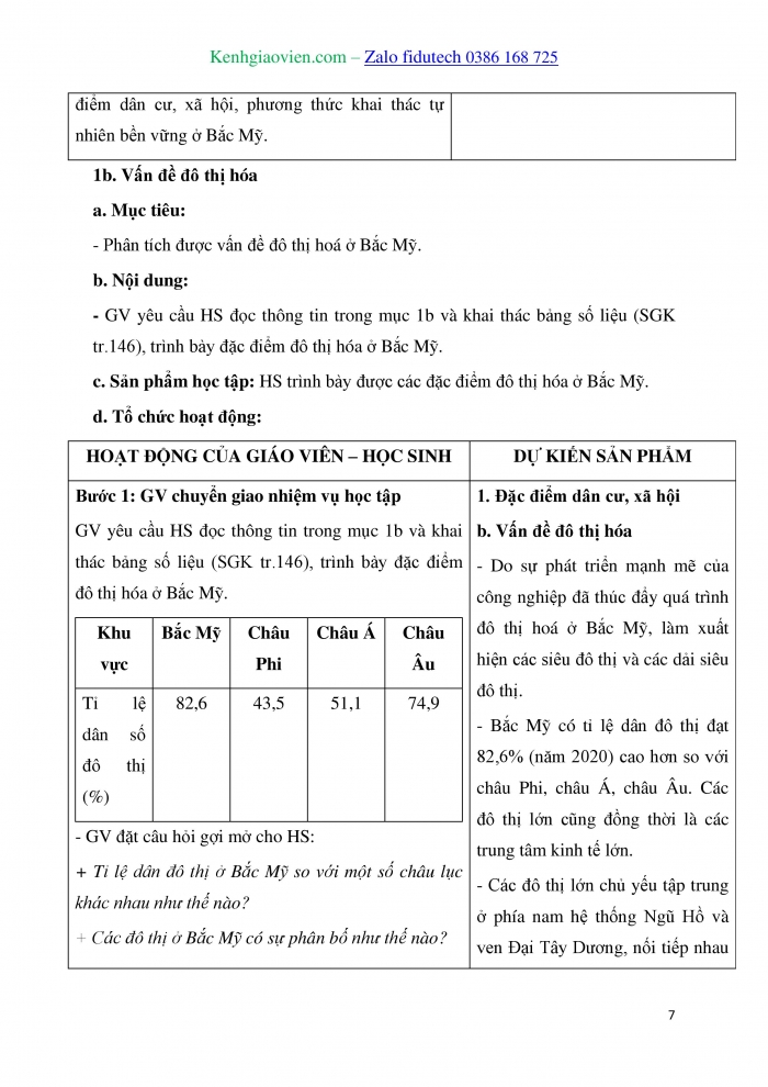 Giáo án và PPT Địa lí 7 kết nối Bài 15: Đặc điểm dân cư, xã hội, phương thức khai thác tự nhiên bền vững ở Bắc Mỹ