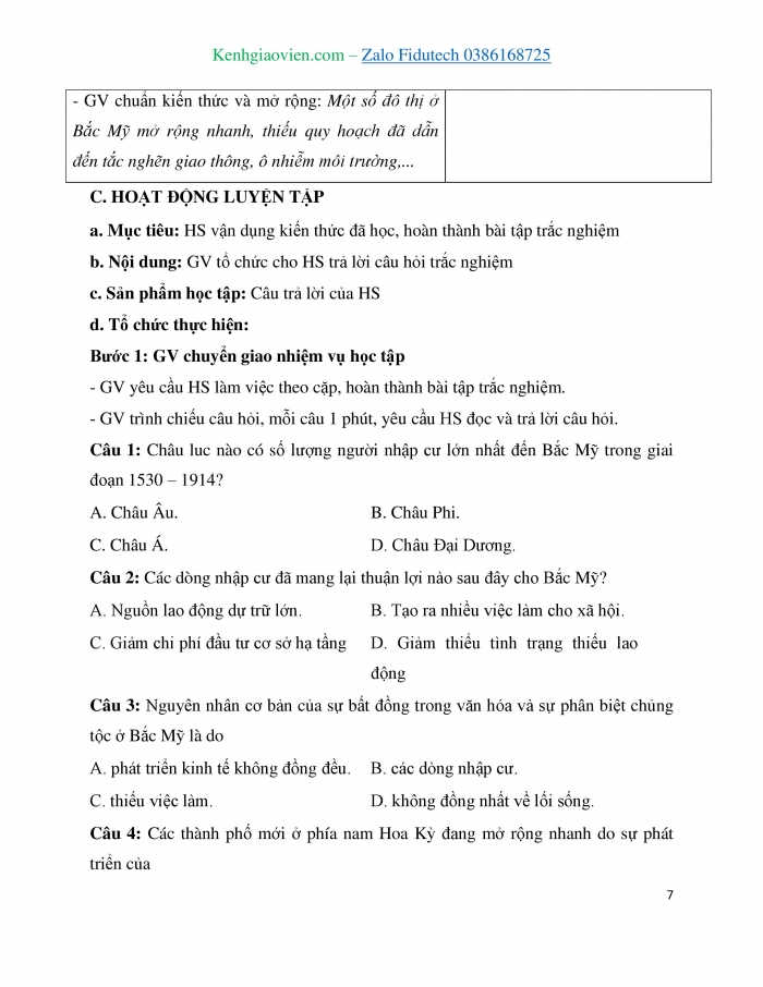 Giáo án và PPT Địa lí 7 cánh diều Bài 15: Đặc điểm dân cư, xã hội Bắc Mỹ