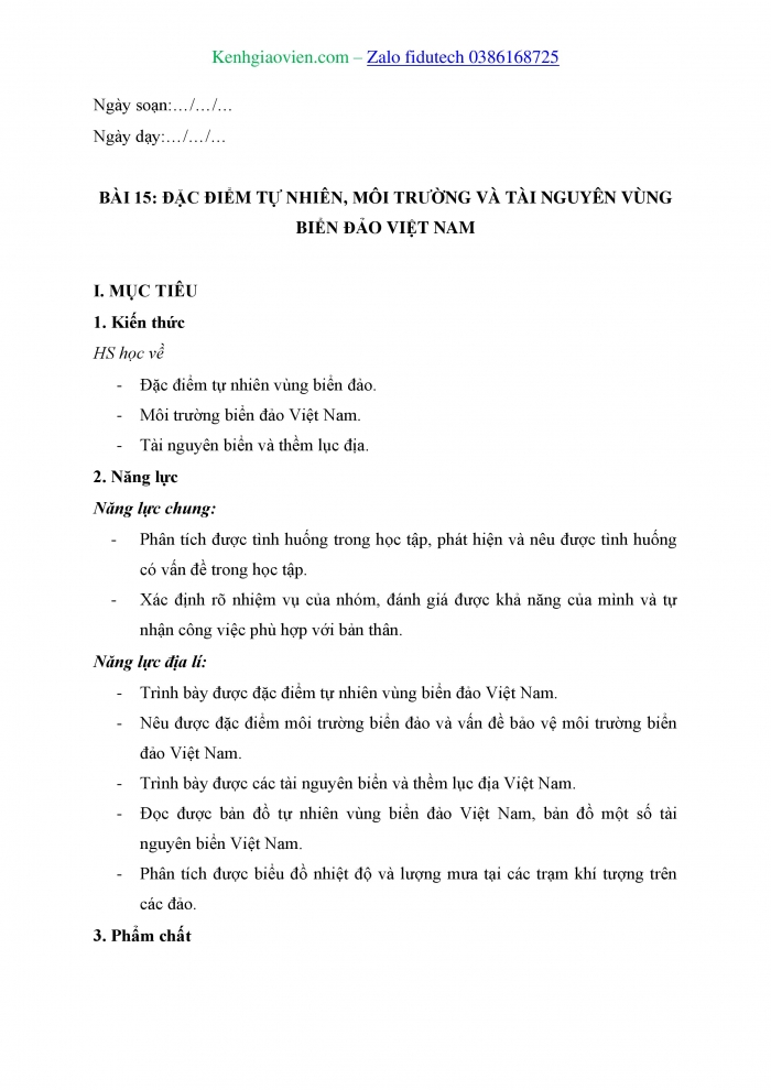 Giáo án và PPT Địa lí 8 chân trời Bài 15: Đặc điểm tự nhiên, môi trường và tài nguyên vùng biển đảo Việt Nam