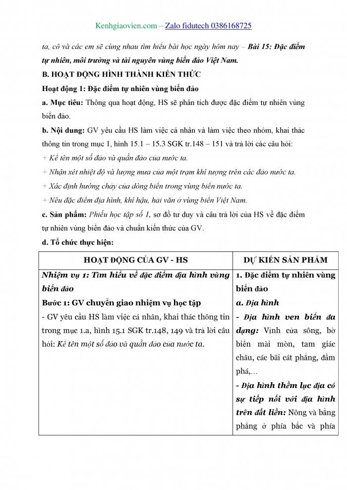 Giáo án và PPT Địa lí 8 chân trời Bài 15: Đặc điểm tự nhiên, môi trường và tài nguyên vùng biển đảo Việt Nam
