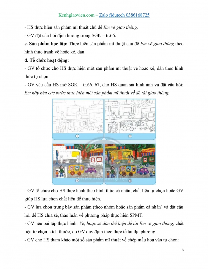 Giáo án và PPT Mĩ thuật 7 chân trời bản 2 Bài 15: Em vẽ giao thông