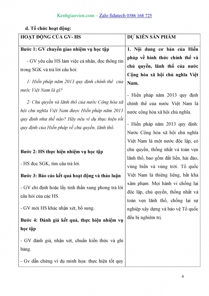 Giáo án và PPT Kinh tế pháp luật 10 kết nối Bài 15: Nội dung cơ bản của Hiến pháp về chế độ chính trị