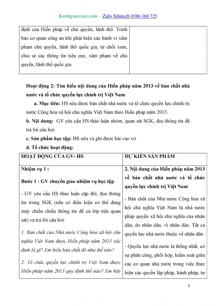 Giáo án và PPT Kinh tế pháp luật 10 kết nối Bài 15: Nội dung cơ bản của Hiến pháp về chế độ chính trị