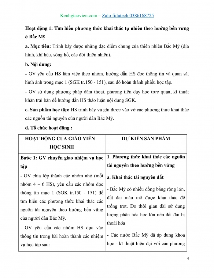 Giáo án và PPT Địa lí 7 chân trời Bài 15: Phương thức con người khai thác tự nhiên bền vững, một số trung tâm kinh tế của Bắc Mỹ