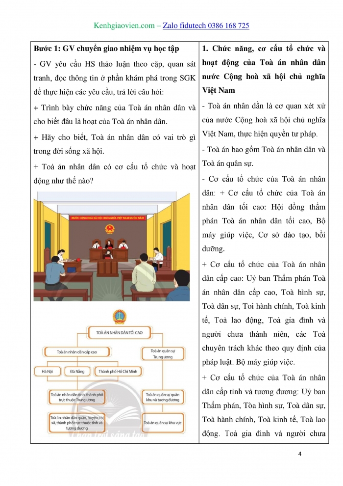 Giáo án và PPT Kinh tế pháp luật 10 chân trời Bài 15: Toà án nhân dân và Viện kiểm sát nhân dân