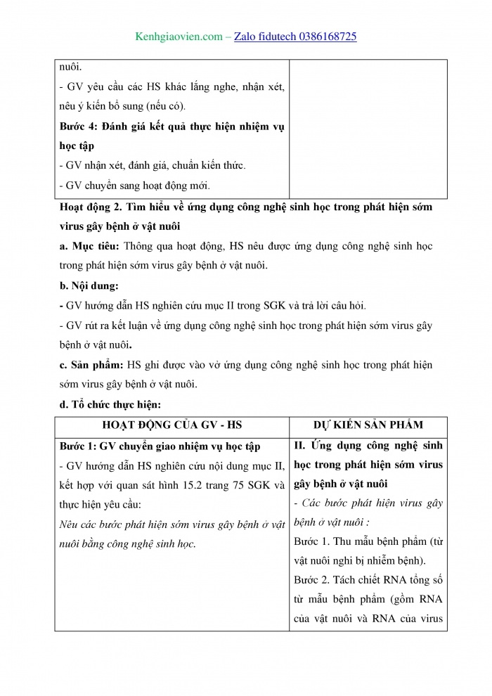 Giáo án và PPT Công nghệ chăn nuôi 11 kết nối Bài 15: Ứng dụng công nghệ sinh học trong phòng, trị bệnh cho vật nuôi