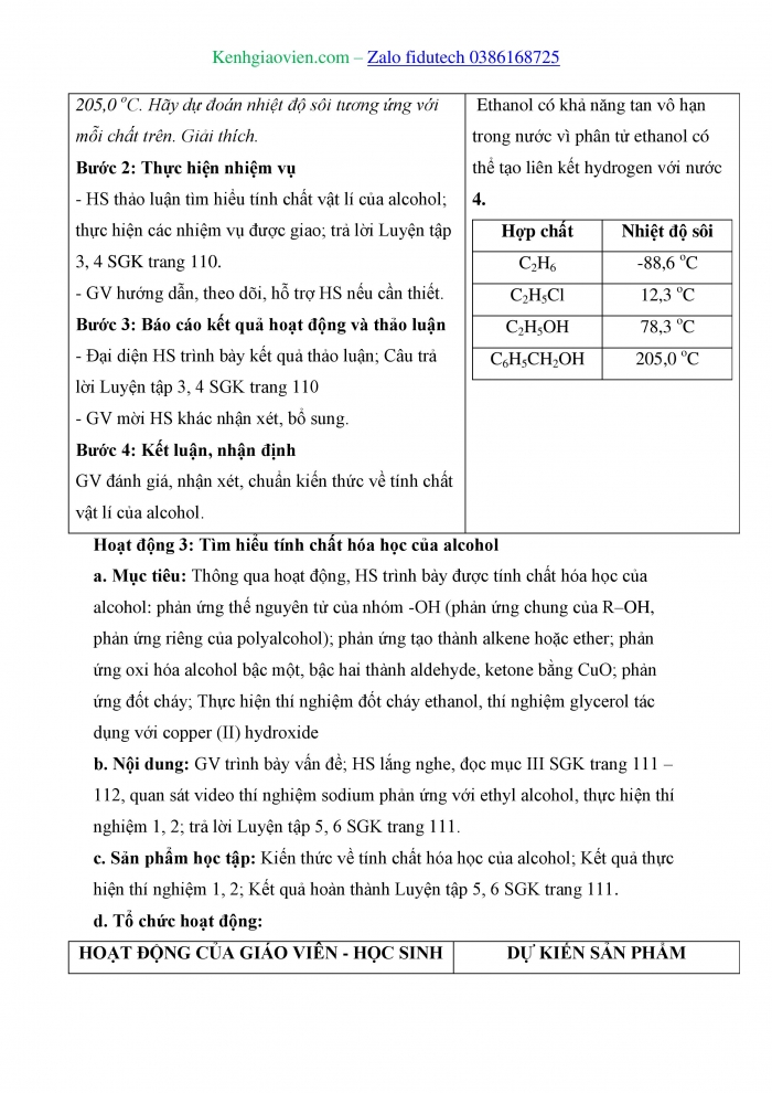 Giáo án và PPT Hoá học 11 cánh diều Bài 16: Alcohol