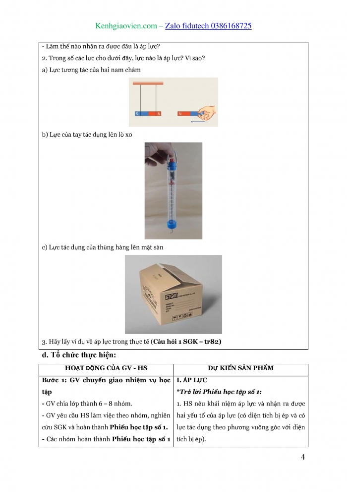 Giáo án và PPT KHTN 8 cánh diều Bài 16: Áp suất