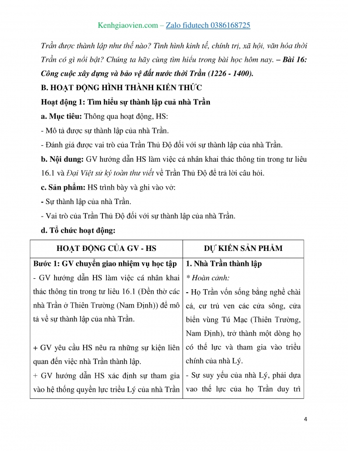 Giáo án và PPT Lịch sử 7 chân trời Bài 16: Công cuộc xây dựng đất nước thời Trần (1226 – 1400)