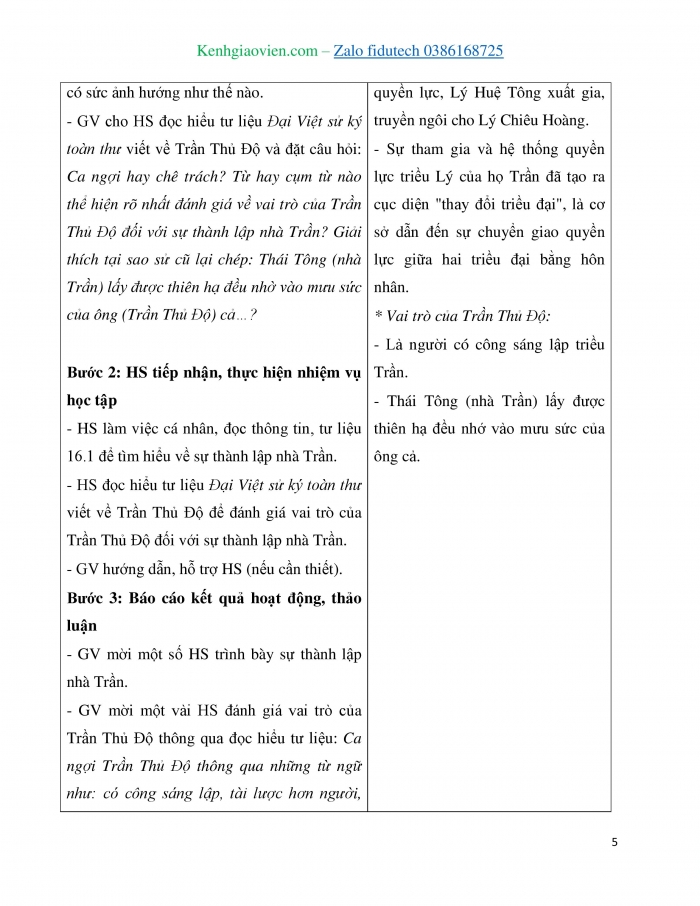 Giáo án và PPT Lịch sử 7 chân trời Bài 16: Công cuộc xây dựng đất nước thời Trần (1226 – 1400)