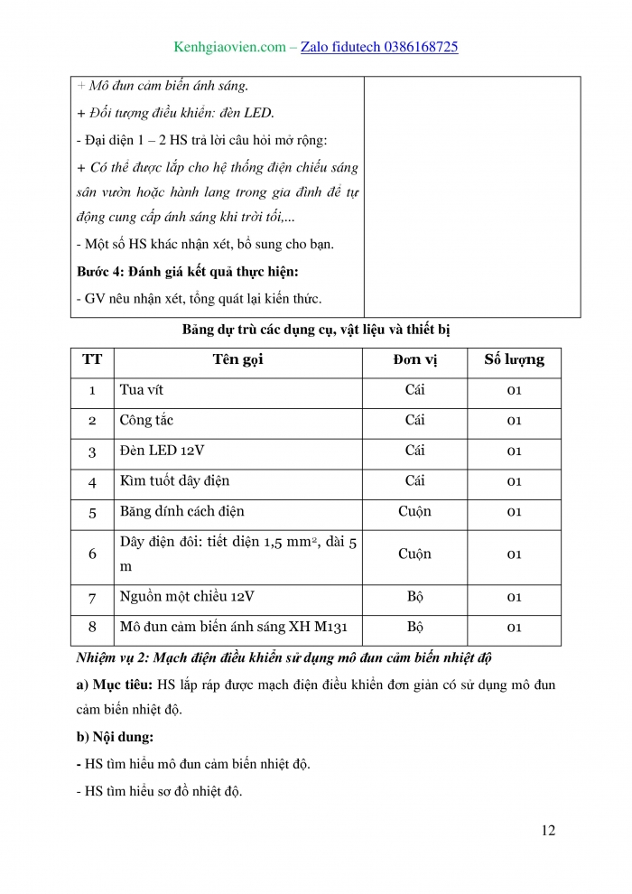 Giáo án và PPT Công nghệ 8 kết nối Bài 16: Mạch điện điều khiển sử dụng mô đun cảm biến