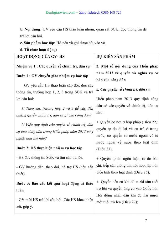 Giáo án và PPT Kinh tế pháp luật 10 kết nối Bài 16: Quyền con người, quyền và nghĩa vụ cơ bản của công dân trong Hiến pháp