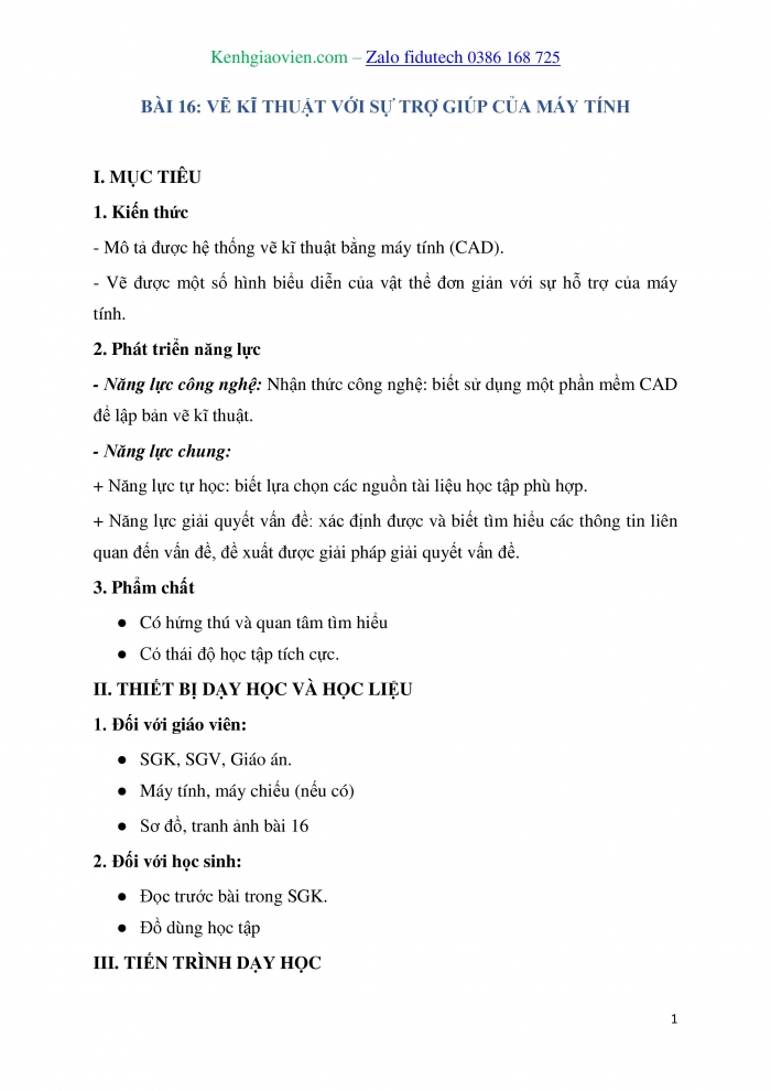 Giáo án và PPT Thiết kế và Công nghệ 10 kết nối Bài 16: Vẽ kĩ thuật với sự trợ giúp của máy tính