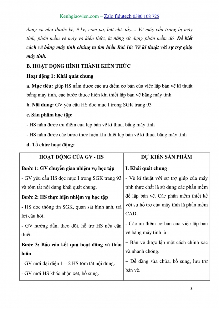 Giáo án và PPT Thiết kế và Công nghệ 10 kết nối Bài 16: Vẽ kĩ thuật với sự trợ giúp của máy tính