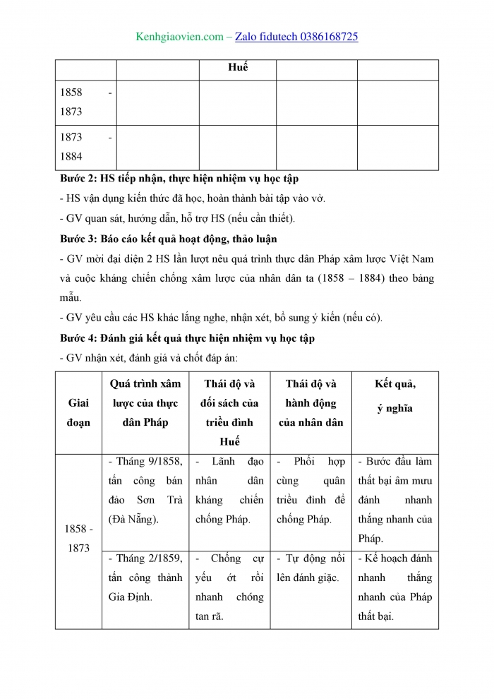 Giáo án và PPT Lịch sử 8 kết nối Bài 17: Cuộc kháng chiến chống thực dân Pháp xâm lược từ năm 1858 đến năm 1884