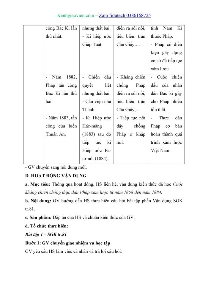 Giáo án và PPT Lịch sử 8 kết nối Bài 17: Cuộc kháng chiến chống thực dân Pháp xâm lược từ năm 1858 đến năm 1884