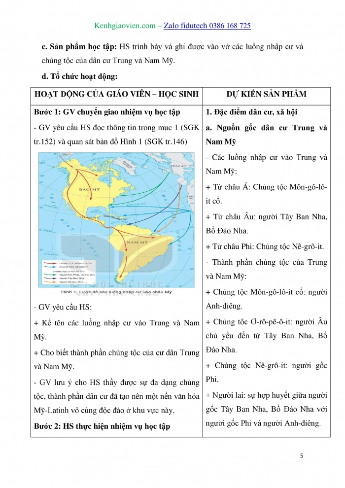 Giáo án và PPT Địa lí 7 kết nối Bài 17: Đặc điểm dân cư, xã hội Trung và Nam Mỹ, khai thác, sử dụng và bảo vệ rừng A-ma-dôn