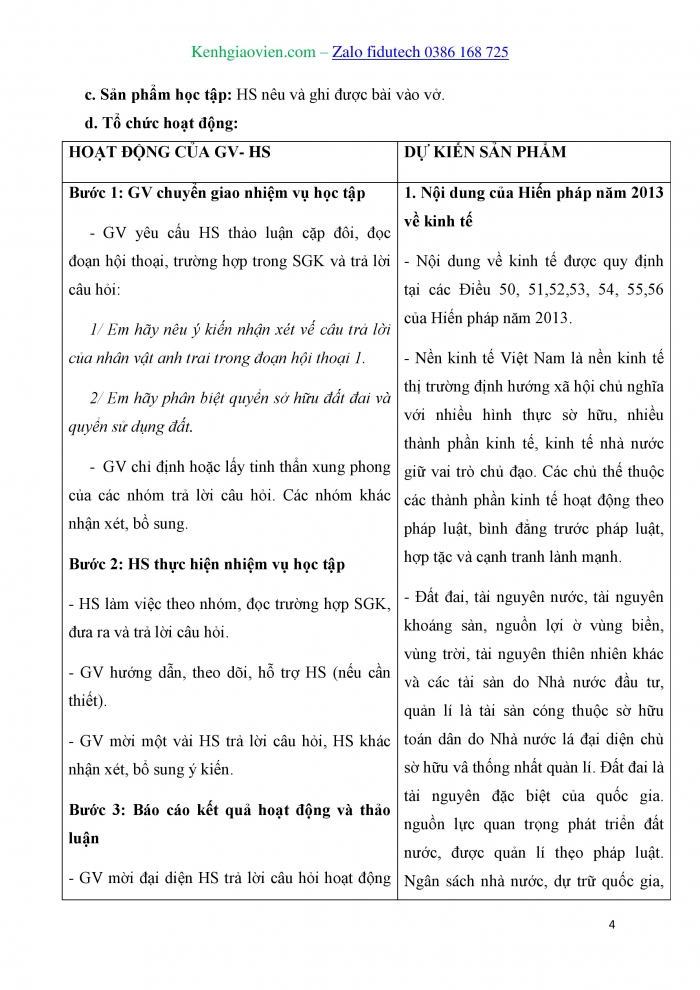 Giáo án và PPT Kinh tế pháp luật 10 kết nối Bài 17: Nội dung cơ bản của Hiến pháp về kinh tế, văn hoá, xã hội, giáo dục, khoa học, công nghệ, môi trường