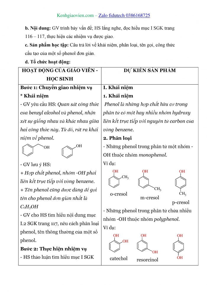 Giáo án và PPT Hoá học 11 cánh diều Bài 17: Phenol