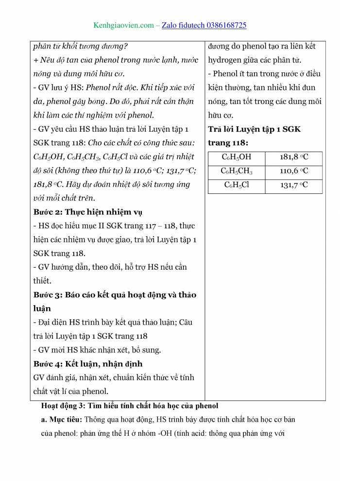 Giáo án và PPT Hoá học 11 cánh diều Bài 17: Phenol