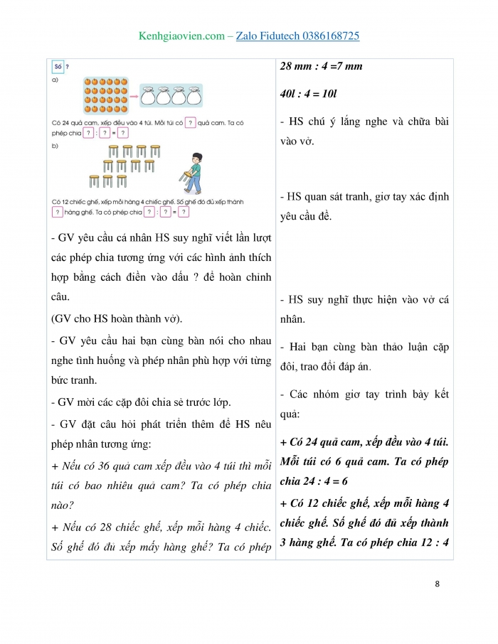 Giáo án và PPT Toán 3 cánh diều bài Bảng chia 4