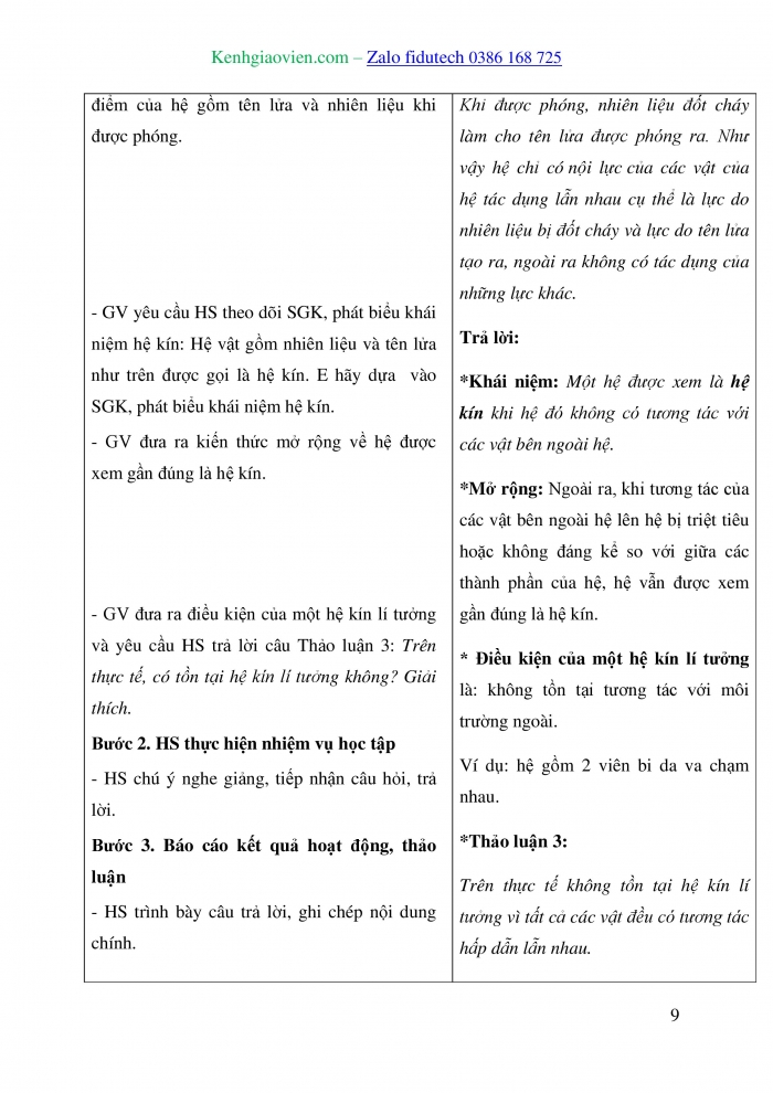 Giáo án và PPT Vật lí 10 chân trời Bài 18: Động lượng và định luật bảo toàn động lượng