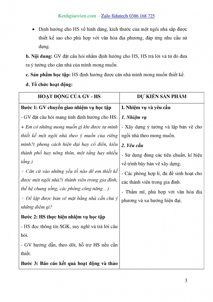 Giáo án và PPT Thiết kế và Công nghệ 10 cánh diều Bài 18: Dự án Thiết kế ngôi nhà của em