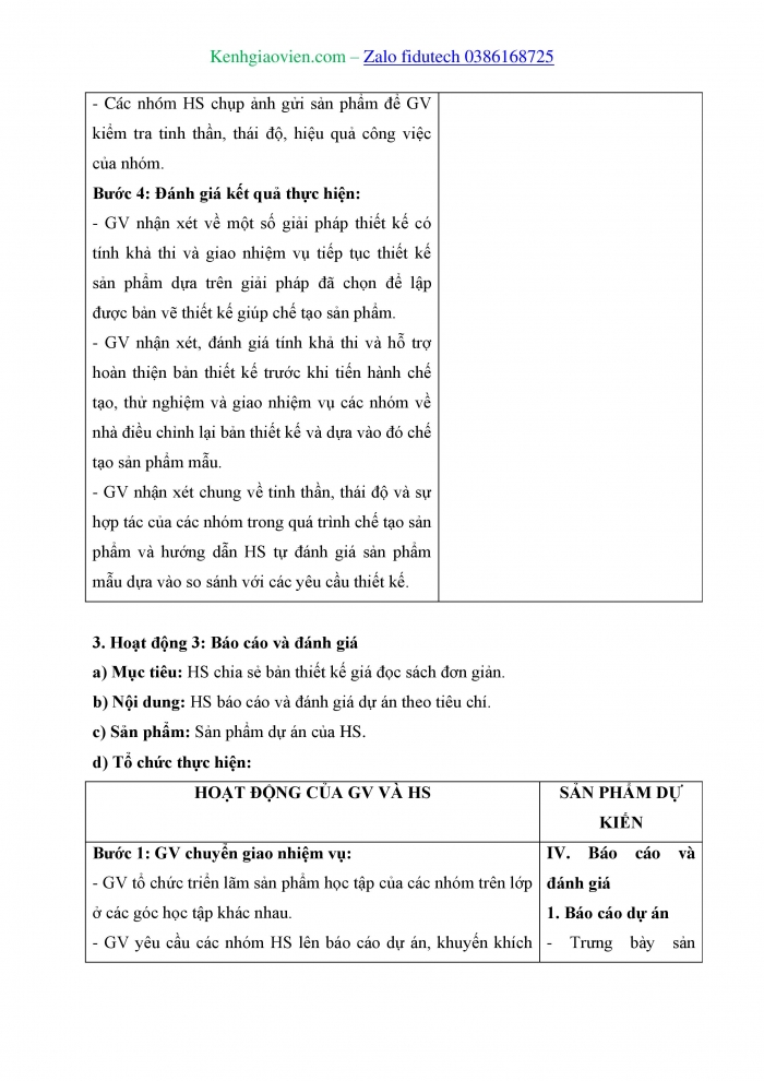 Giáo án và PPT Công nghệ 8 cánh diều Bài 18: Dự án Thiết kế giá đọc sách