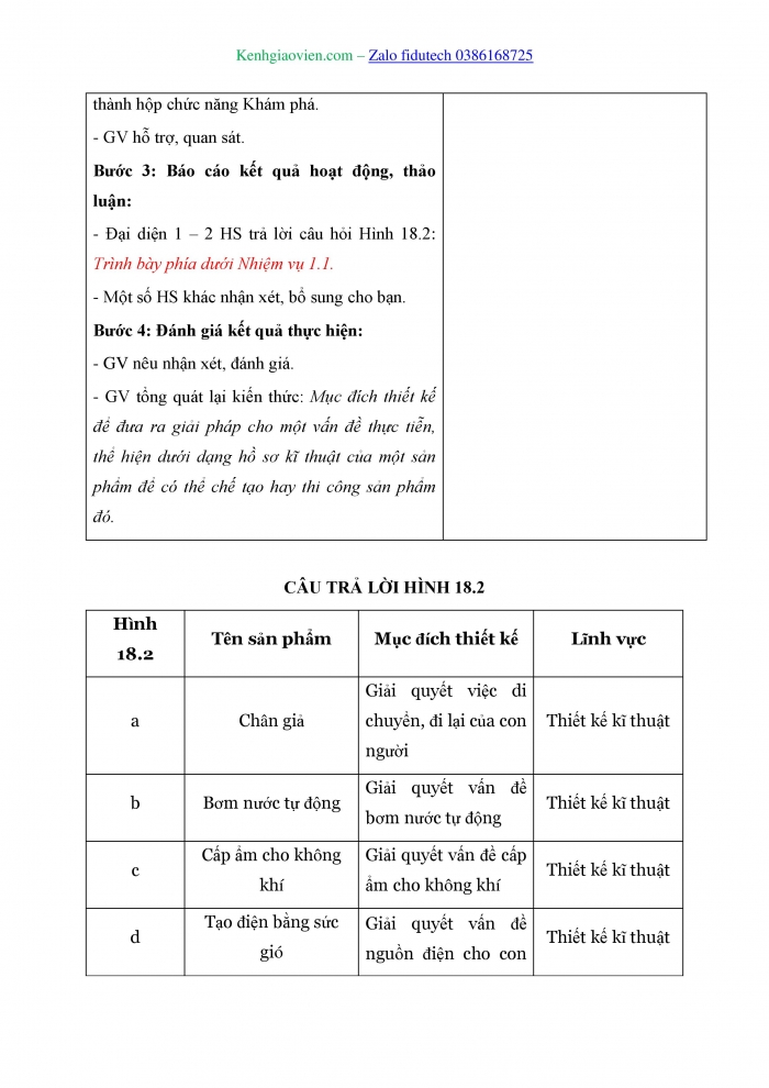 Giáo án và PPT Công nghệ 8 kết nối Bài 18: Giới thiệu về thiết kế kĩ thuật