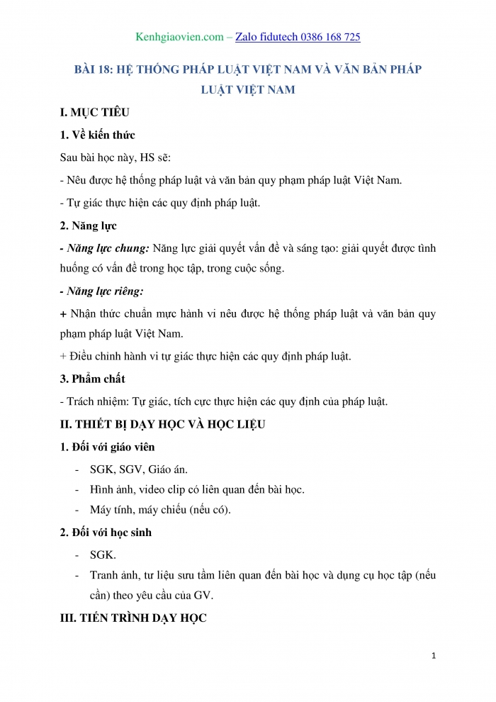 Giáo án và PPT Kinh tế pháp luật 10 chân trời Bài 18: Hệ thống pháp luật và văn bản pháp luật Việt Nam