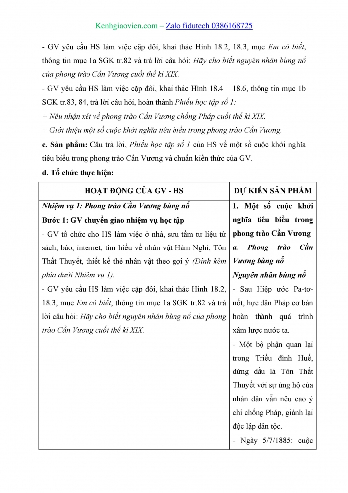 Giáo án và PPT Lịch sử 8 kết nối Bài 18: Phong trào chống Pháp trong những năm 1885 – 1896