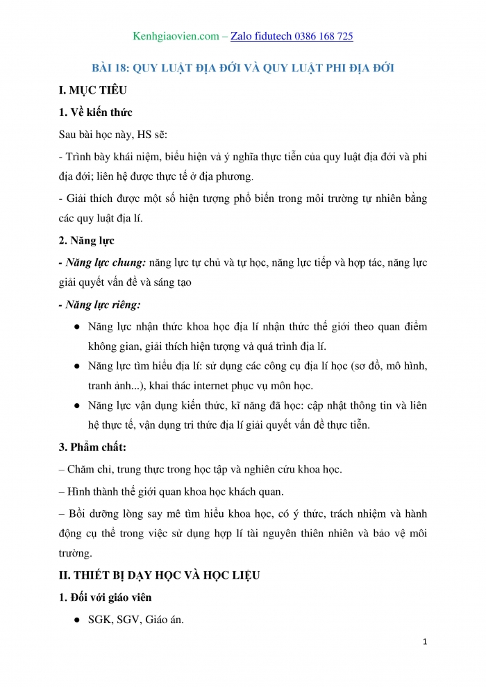 Giáo án và PPT Địa lí 10 kết nối Bài 18: Quy luật địa đới và quy luật phi địa đới