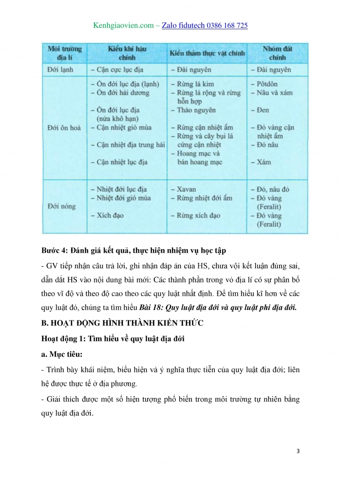 Giáo án và PPT Địa lí 10 kết nối Bài 18: Quy luật địa đới và quy luật phi địa đới