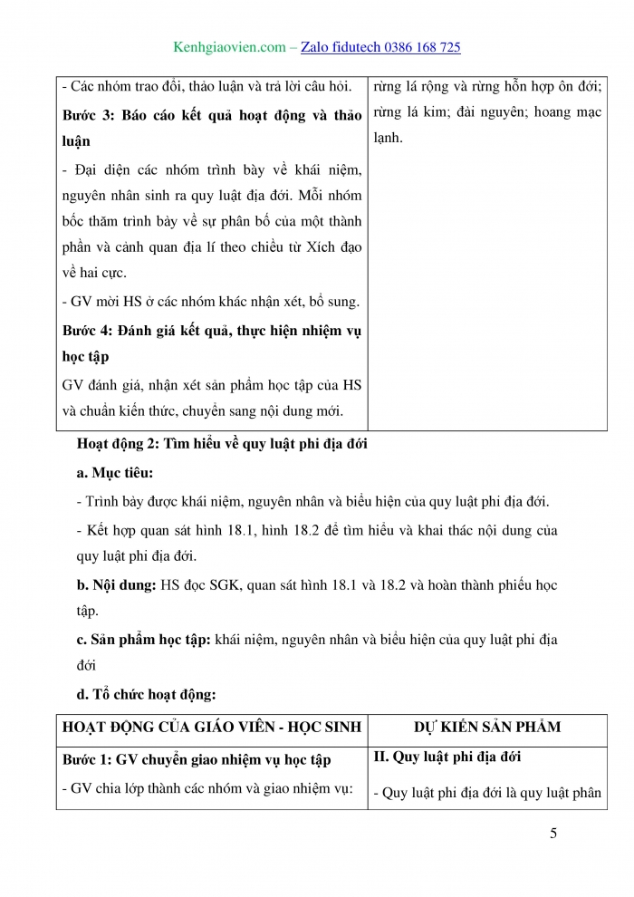 Giáo án và PPT Địa lí 10 chân trời Bài 18: Quy luật địa đới và quy luật phi địa đới