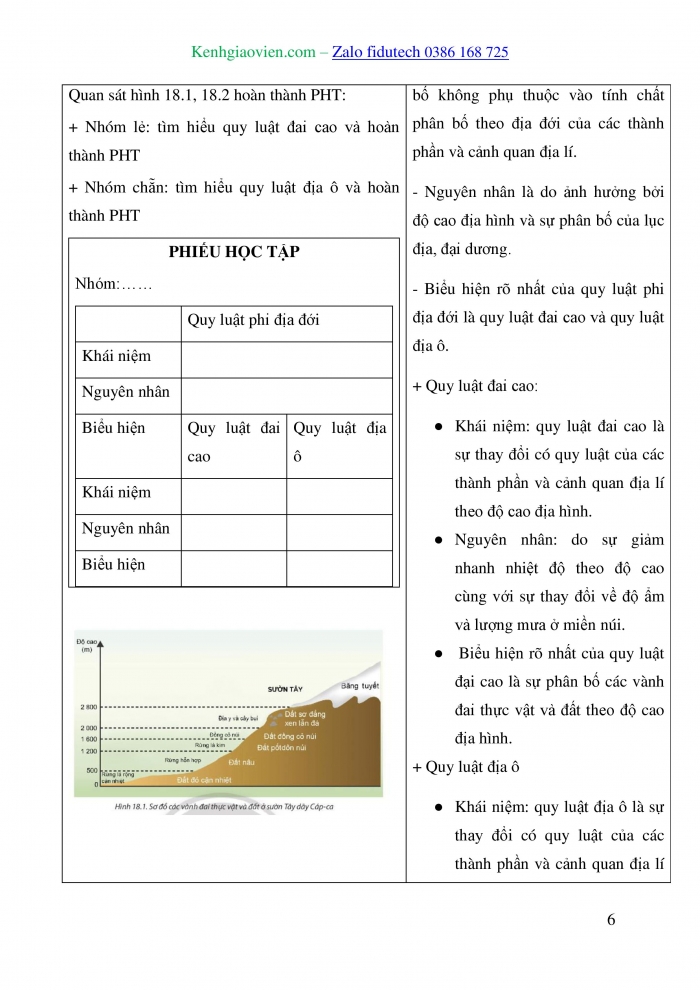 Giáo án và PPT Địa lí 10 chân trời Bài 18: Quy luật địa đới và quy luật phi địa đới