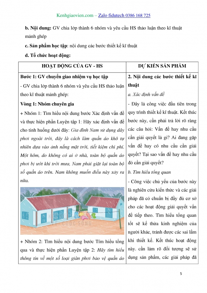 Giáo án và PPT Thiết kế và Công nghệ 10 kết nối Bài 18: Quy trình thiết kế kĩ thuật