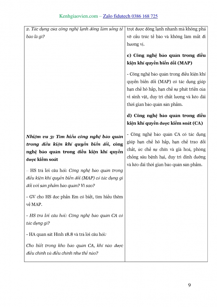 Giáo án và PPT Công nghệ trồng trọt 10 cánh diều Bài 18: Ứng dụng công nghệ cao trong thu hoạch, bảo quản và chế biến sản phẩm trồng trọt