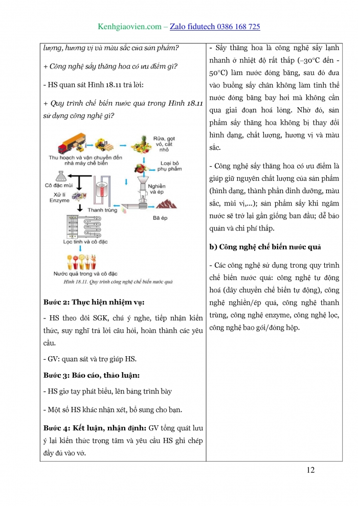 Giáo án và PPT Công nghệ trồng trọt 10 cánh diều Bài 18: Ứng dụng công nghệ cao trong thu hoạch, bảo quản và chế biến sản phẩm trồng trọt