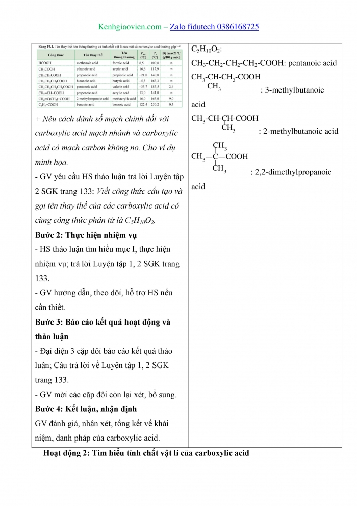 Giáo án và PPT Hoá học 11 cánh diều Bài 19: Carboxylic acid