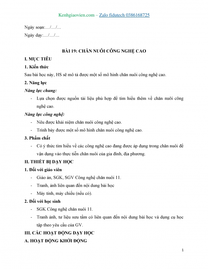 Giáo án và PPT Công nghệ chăn nuôi 11 kết nối Bài 19: Chăn nuôi công nghệ cao