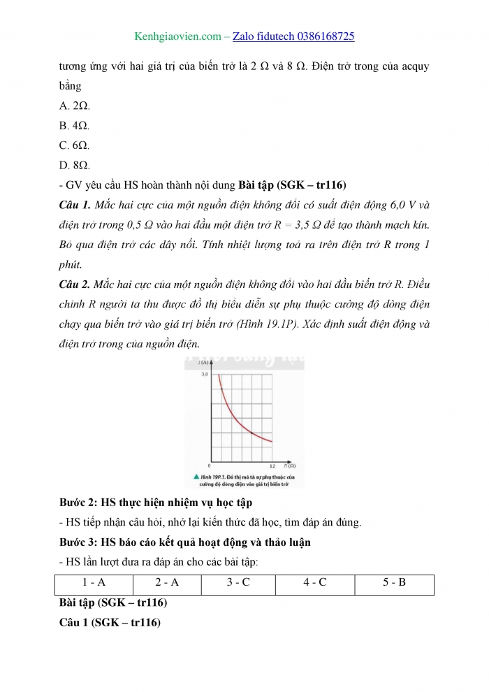 Giáo án và PPT Vật lí 11 chân trời Bài 19: Năng lượng điện. Công suất điện