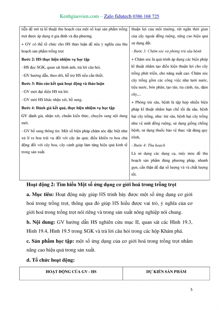 Giáo án và PPT Công nghệ trồng trọt 10 kết nối Bài 19: Quy trình trồng trọt và cơ giới hoá trong trồng trọt