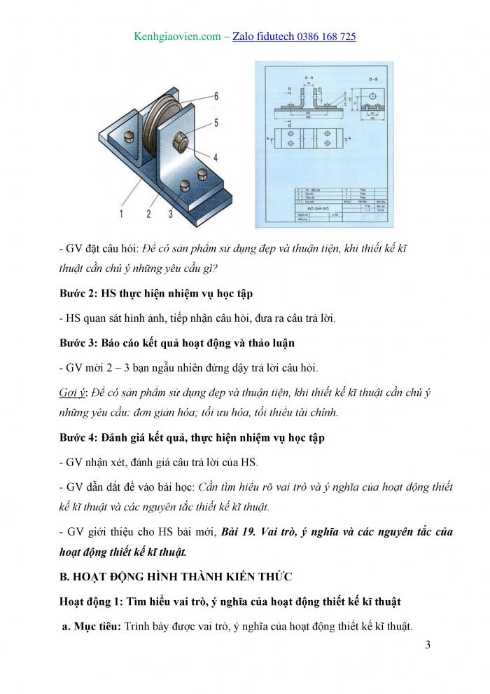 Giáo án và PPT Thiết kế và Công nghệ 10 cánh diều Bài 19: Vai trò, ý nghĩa và các nguyên tắc của hoạt động thiết kế kĩ thuật