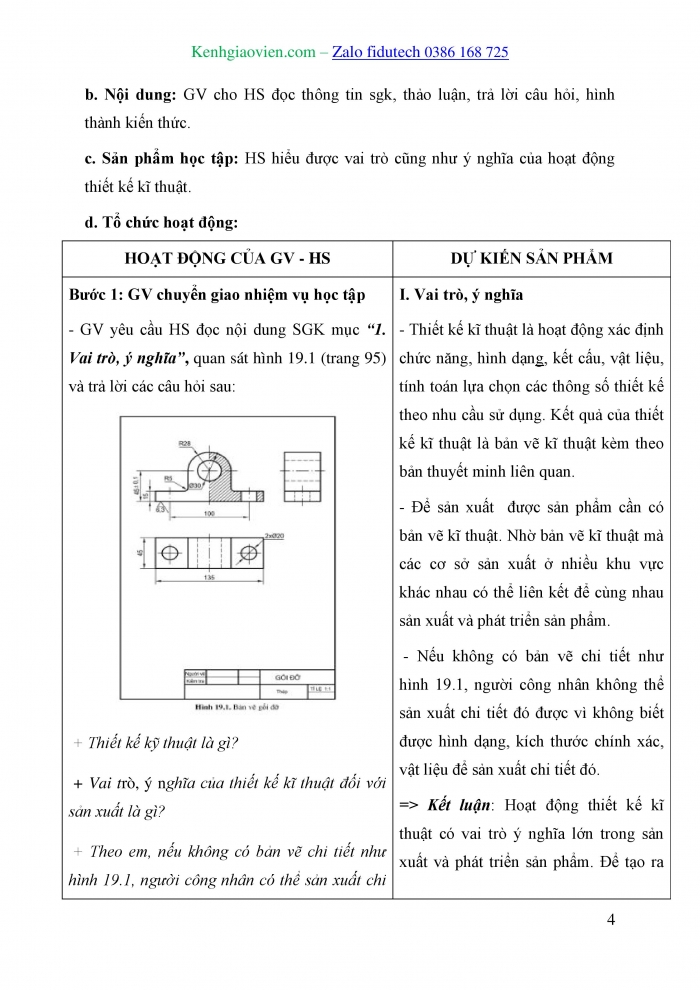 Giáo án và PPT Thiết kế và Công nghệ 10 cánh diều Bài 19: Vai trò, ý nghĩa và các nguyên tắc của hoạt động thiết kế kĩ thuật