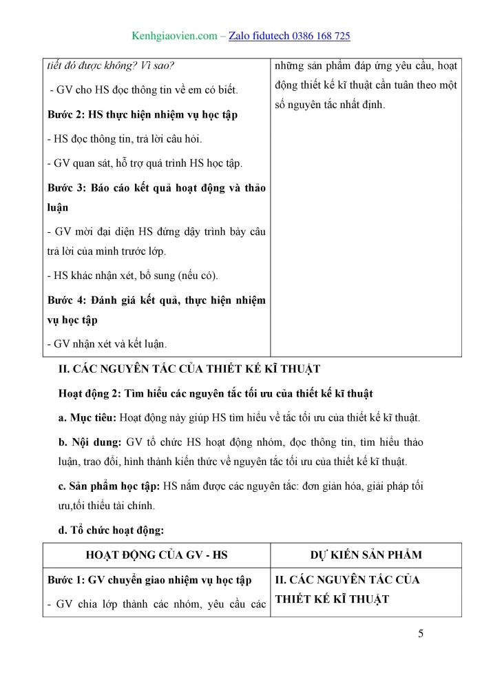 Giáo án và PPT Thiết kế và Công nghệ 10 cánh diều Bài 19: Vai trò, ý nghĩa và các nguyên tắc của hoạt động thiết kế kĩ thuật