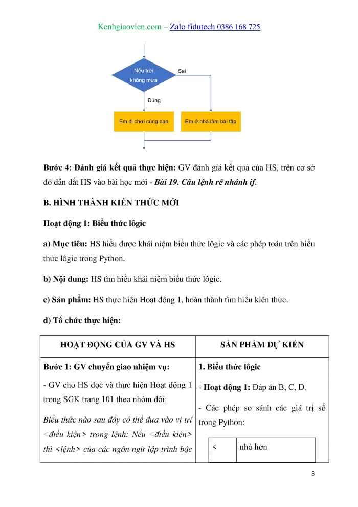 Giáo án và PPT Tin học 10 kết nối Bài 19: Câu lệnh rẽ nhánh if