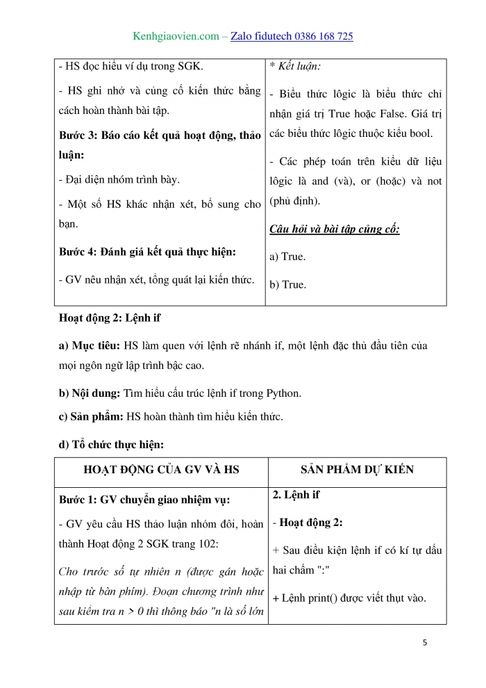 Giáo án và PPT Tin học 10 kết nối Bài 19: Câu lệnh rẽ nhánh if