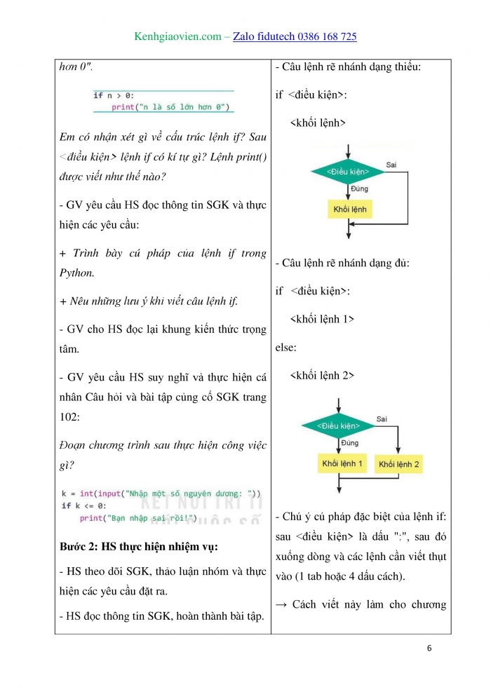 Giáo án và PPT Tin học 10 kết nối Bài 19: Câu lệnh rẽ nhánh if